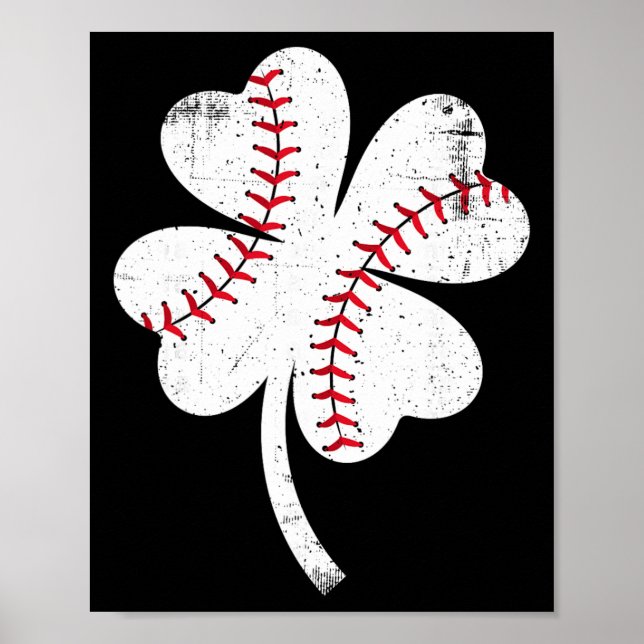 Baseball Shamrock St Patricks Day Saint Paddys Men Poster (Front)