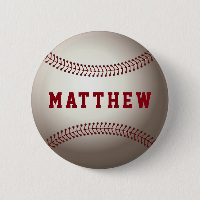 Baseball Shape Personalised Name 6 Cm Round Badge (Front)