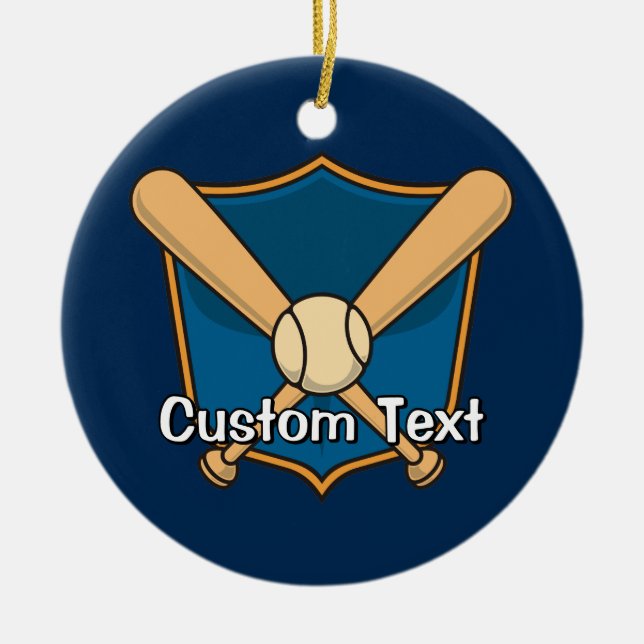 Baseball Shield Ceramic Tree Decoration (Front)