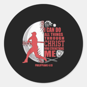 Baseball-shirt Kids Christ Boys Girls Bible Verse  Classic Round Sticker