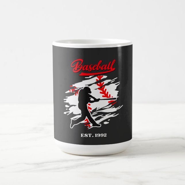 Baseball Silhouette Graphic Design – EST. 1992 Coffee Mug (Center)