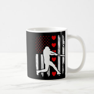 Baseball Silhouette Heart US American Flag Boys Coffee Mug