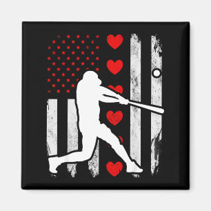 Baseball silhouette heart usa flag hearts american magnet