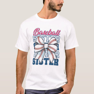 Baseball Sister Coquette Bow Biggest Fan Sport Lov T-Shirt