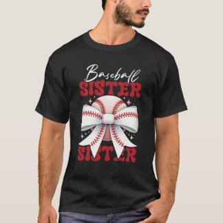 Baseball Sister Coquette Bow Sport Lover Sister Mo T-Shirt