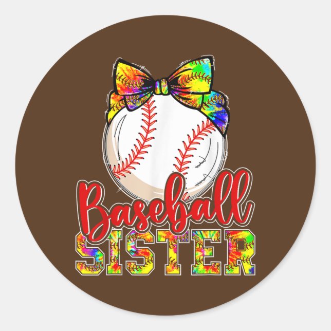 Baseball Sister Cute Baseball Gift For Sisters Classic Round Sticker (Front)