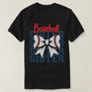 Baseball Sister – Cute & Sporty Bow Design T-Shirt