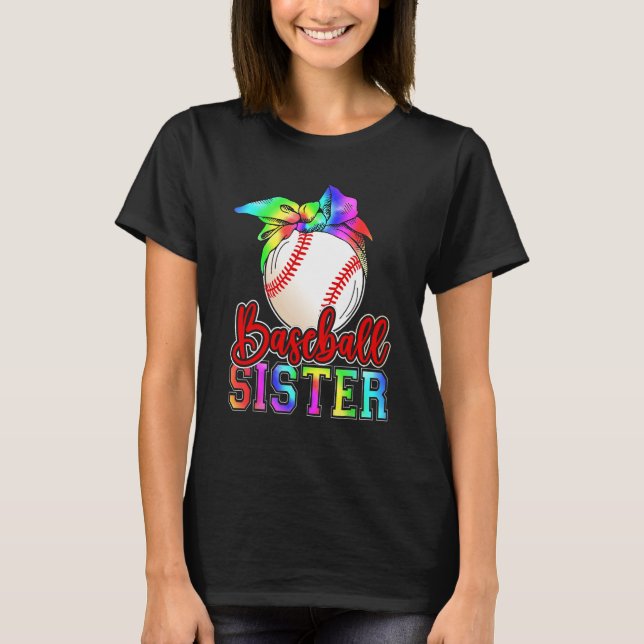 Baseball Sister Leopard Heart Mothers Day Girls Wo T-Shirt (Front)