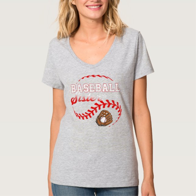 Baseball Sister Love Playing Baseball Funny  T-Shirt (Front)