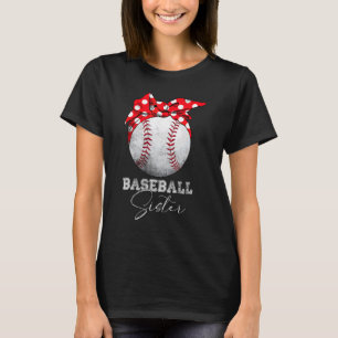 Baseball Sister Vintage Messy Bun  Mothers Day 2 T-Shirt