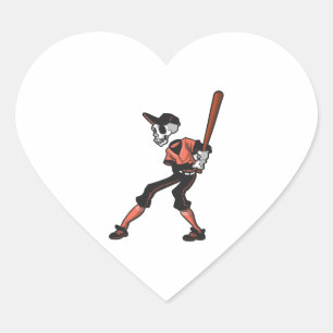 baseball skeleton design for baseball players heart sticker