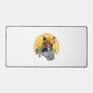 Baseball Skeleton Halloween Baseball Halloween Desk Mat