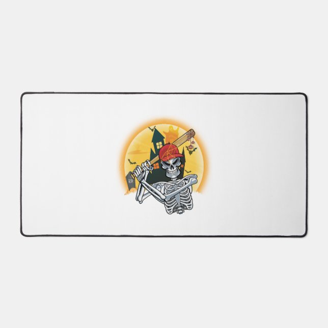 Baseball Skeleton Halloween Baseball Halloween Desk Mat (Front)