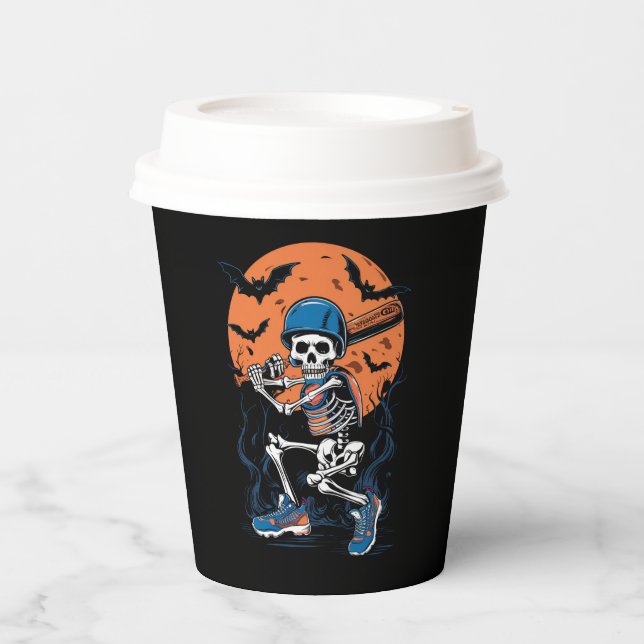Baseball Skeleton Halloween Baseball Halloween Paper Cups (Front)