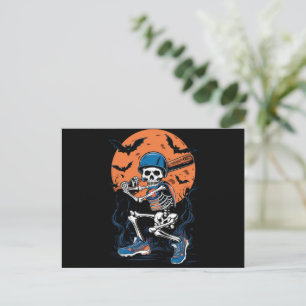 Baseball Skeleton Halloween Baseball Halloween Postcard