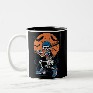 Baseball Skeleton Halloween Baseball Halloween Two-Tone Coffee Mug