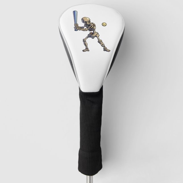 Baseball Skeleton Halloween Golf Head Cover (Front)