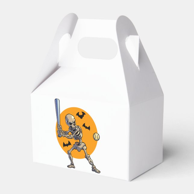 Baseball Skeleton Halloween Men Boys Baseball Hall Favour Box (Front Side)
