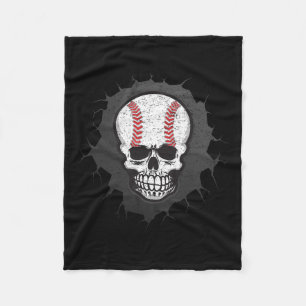 Baseball Skeleton Halloween Men Boys Baseball Hall Fleece Blanket