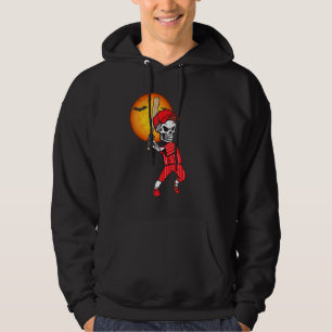 Baseball Skeleton Halloween Men Boys Baseball Hall Hoodie