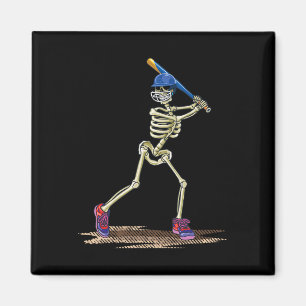 Baseball Skeleton Halloween Men Boys Baseball Hall Magnet