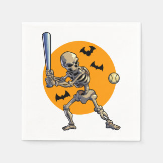 Baseball Skeleton Halloween Men Boys Baseball Hall Napkin