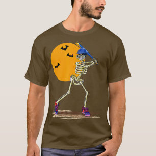 Baseball Skeleton Halloween Men Boys Baseball Hall T-Shirt
