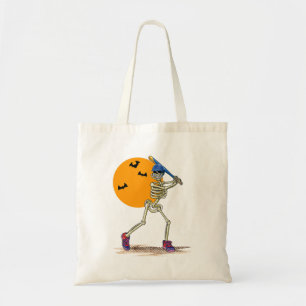 Baseball Skeleton Halloween Men Boys Baseball Hall Tote Bag