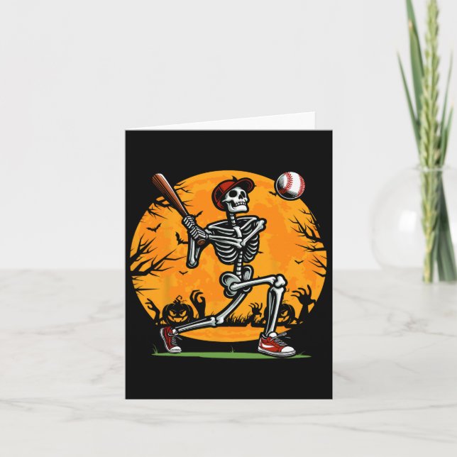 Baseball Skeleton Halloween Spooky Boys Baseball P Card (Front)