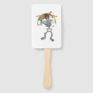 Baseball Skeleton Halloween Sport Under Moon Hand Fan