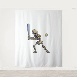 Baseball Skeleton Halloween Tapestry