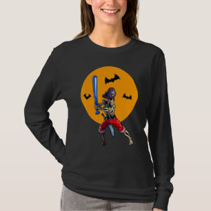 Baseball Skeleton Men Boys Pirate Baseball Hallowe T-Shirt