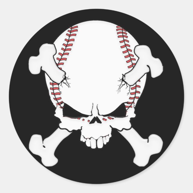 Baseball Skull Classic Round Sticker (Front)