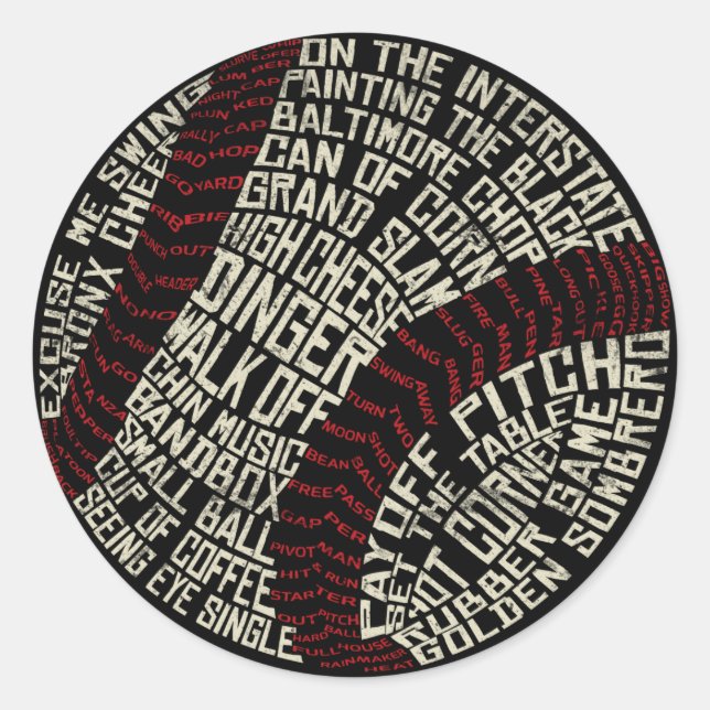 Baseball Slang Words Word Art Classic Round Sticker (Front)