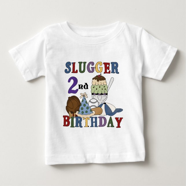 Baseball Slugger 2nd Birthday tshirts and Gifts (Front)