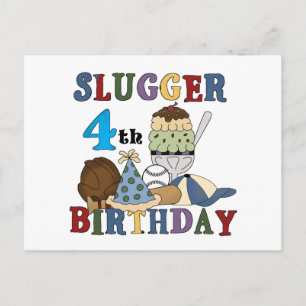 Baseball Slugger 4th Birthday Postcard