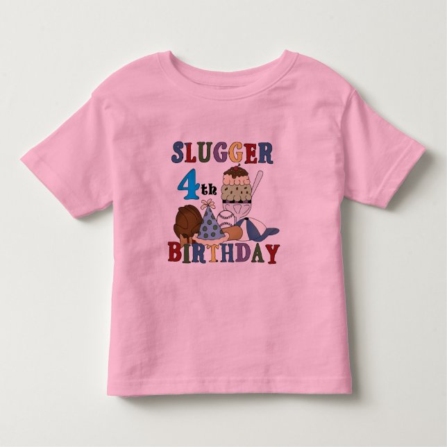 Baseball Slugger 4th Birthday Toddler T-Shirt (Front)