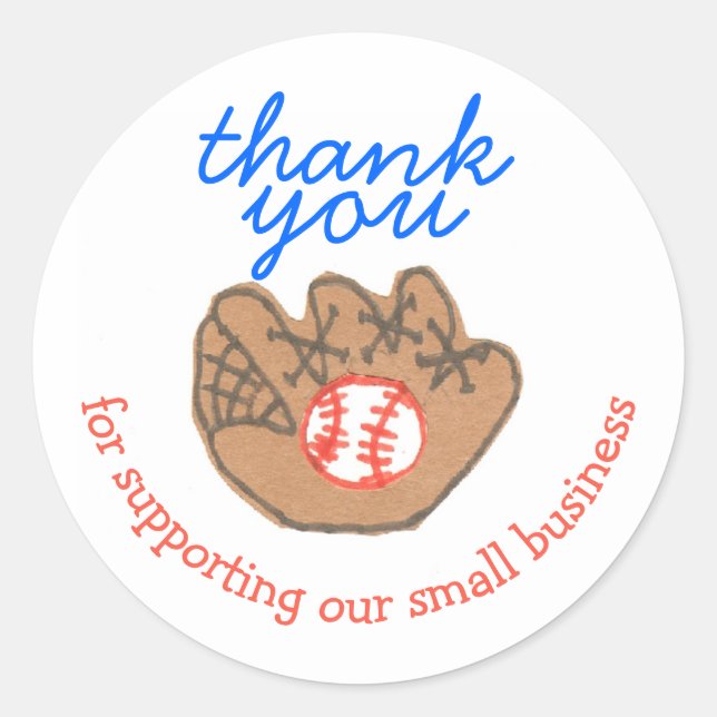 Baseball small business thank you sticker (Front)
