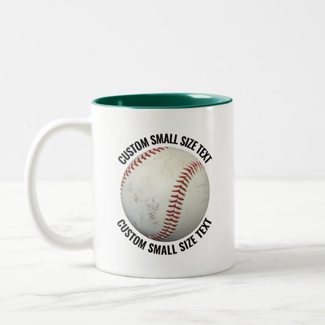 Baseball & Small Text HUNTER GREEN 11oz Custom Two-Tone Coffee Mug (Left)