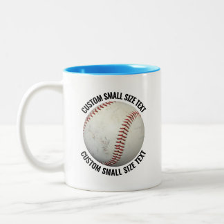 Baseball & Small Text LIGHT BLUE 11oz Custom Two-Tone Coffee Mug