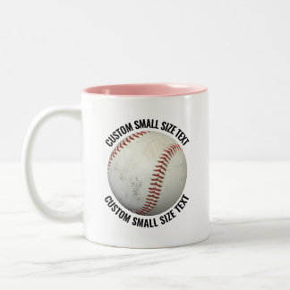 Baseball & Small Text PINK 11oz Custom Two-Tone Coffee Mug