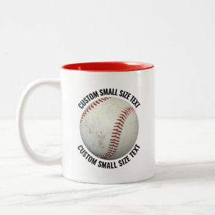 Baseball & Small Text RED 11oz Custom Two-Tone Coffee Mug