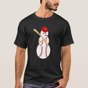 Baseball Snowman Balls Snow Christmas Xmas for Men T-Shirt