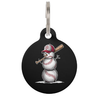 Baseball Snowman Balls Snow Christmas Xmas Gifts Pet Tag