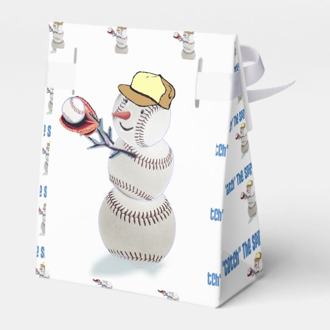 Baseball Snowman Christmas Favour Box (Back Side)