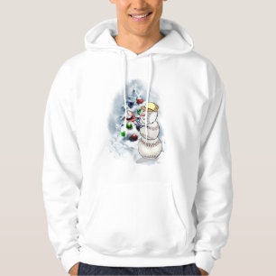 Baseball Snowman Christmas Hoodie