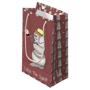 Baseball Snowman Christmas Small Gift Bag