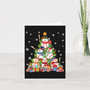 Baseball Snowman Christmas Tree Pitchers Catchers Card