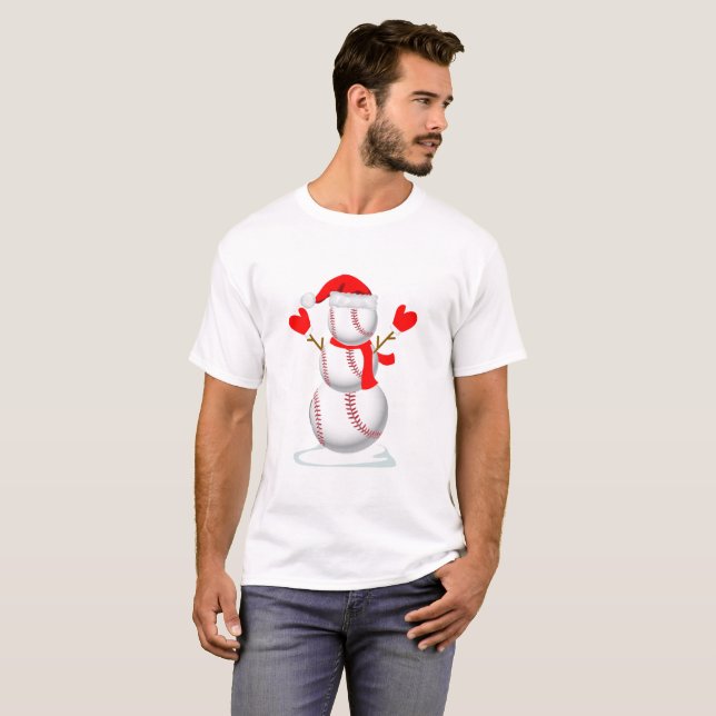 Baseball Snowman Funny Christmas Gift Shirt (Front Full)
