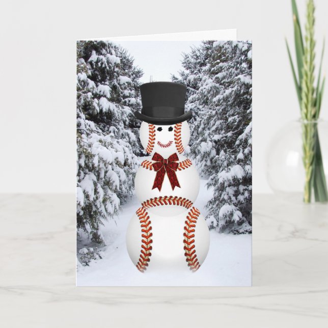 Baseball Snowman Holiday Card (Front)